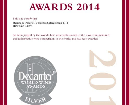 WWA Decanter Silver Medal 2014 Resalte Vendimia Seleccionada 2012